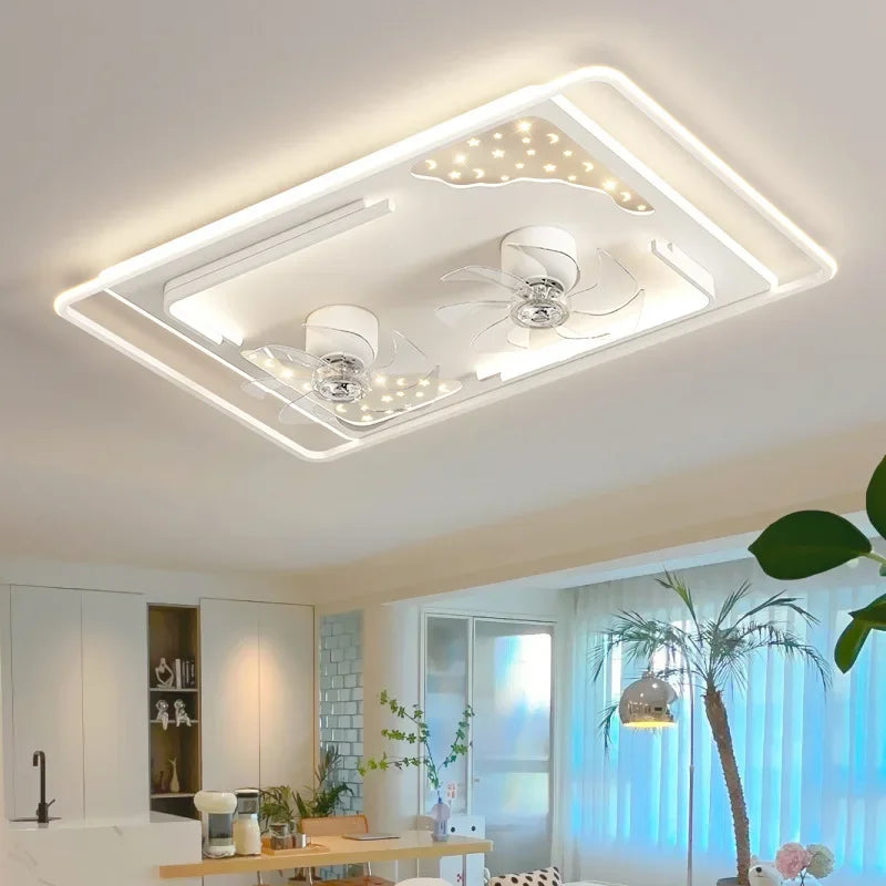 Modern Nordic ceiling light with silent integrated fan - vue 10 sur 10