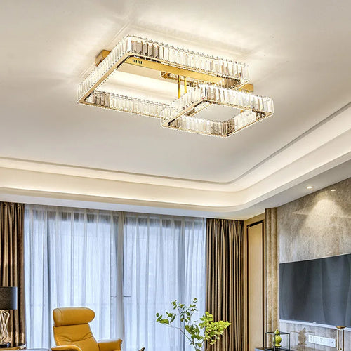 Modern dimmable LED crystal ceiling light for living room and bedroom - vue 4 sur 11