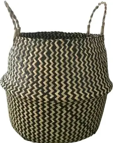 Foldable rattan basket for storage and decoration