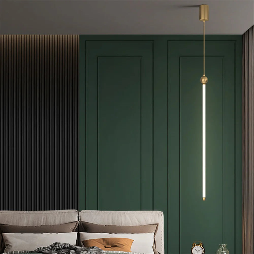 Minimalist Nordic tube pendant light for elegant interiors - vue 6 sur 8