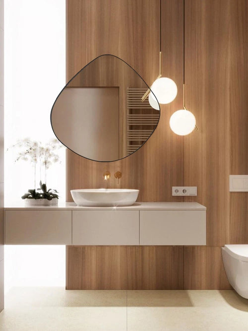 Bathroom mirror, makeup mirror, wall mounted irregular shaped bathroom, irregular water droplet mirror, entrance decoration, hou - vue 2 sur 11