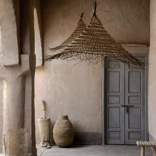 Retro woven bamboo pendant light for Asian-inspired interiors - vue 3 sur 8