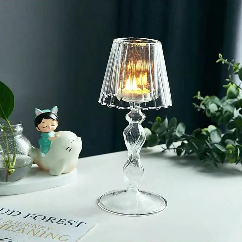 European style glass desk lamp creative candle holder for wedding decoration