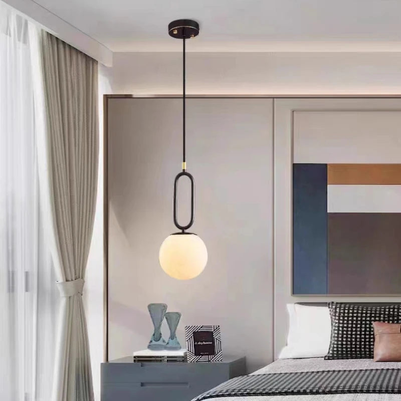 suspension led en laiton et marbre pour décoration intérieure - vue 4 sur 8