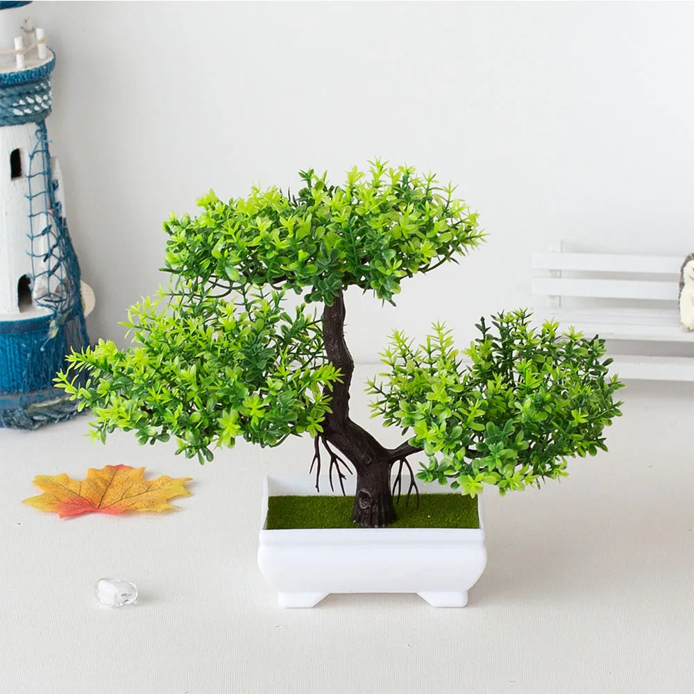 Decorative artificial bonsai plant in pot for zen garden