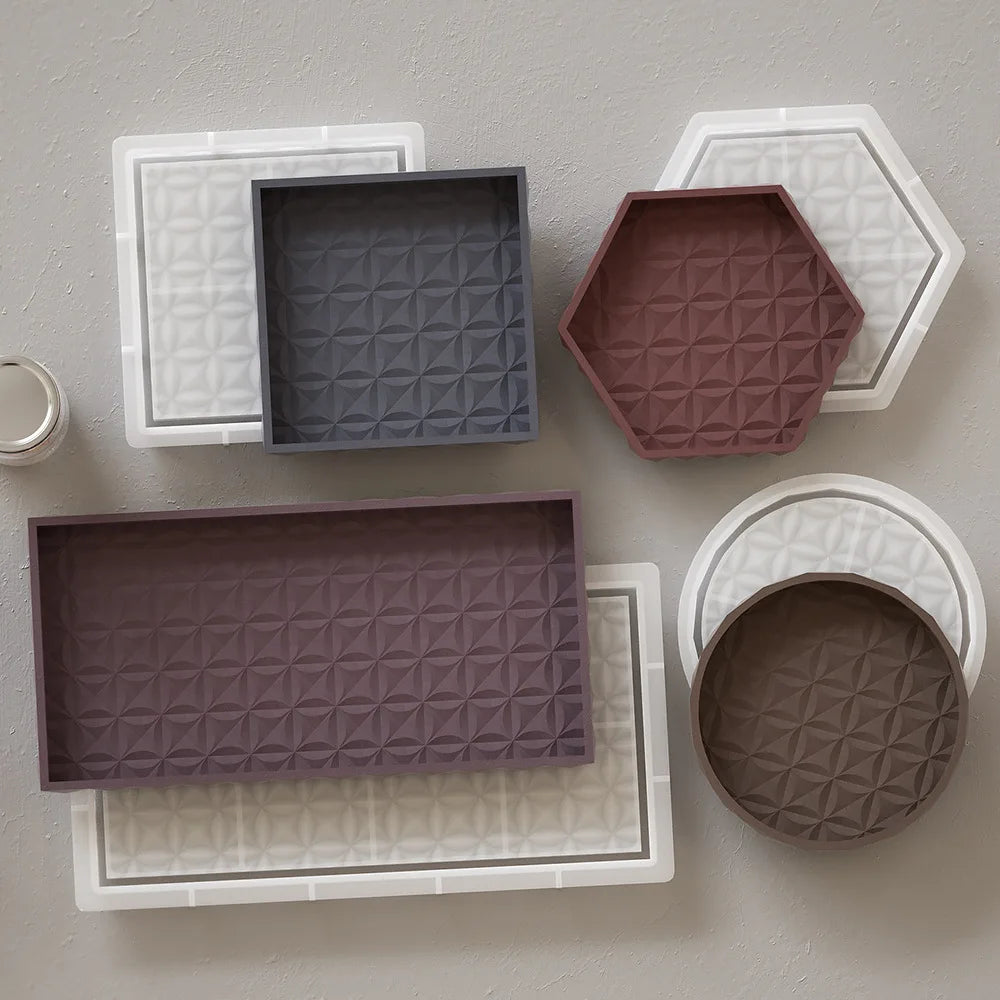 Concrete tray for storage and handcrafted decoration coaster