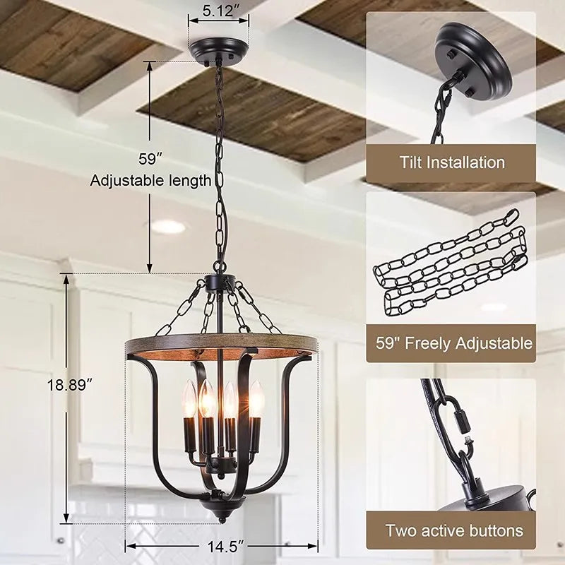 Modern American iron chandelier with retro candle lighting