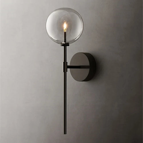 Nordic wall light with clear glass globe, American retro style - vue 3 sur 9