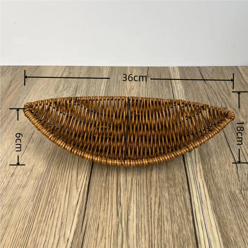 Woven rattan-style basket for fruit and decorative storage - vue 13 sur 12