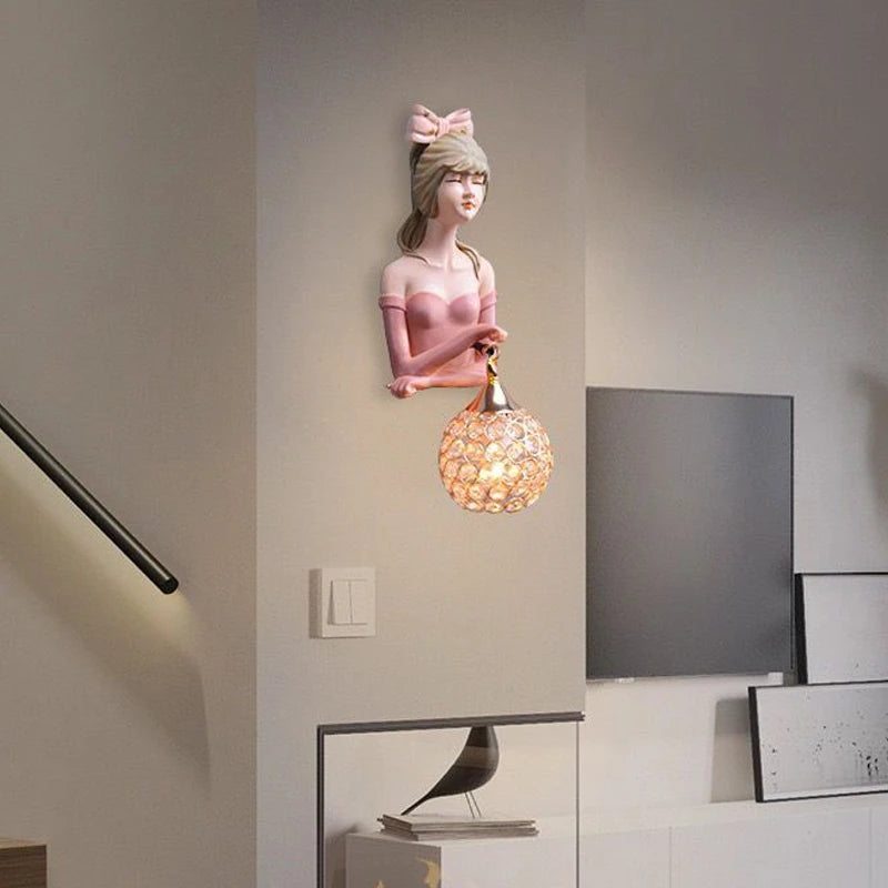 Modern LED resin wall light for girls