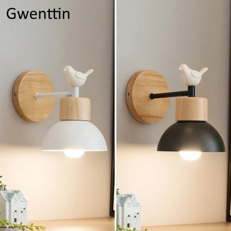 Modern bird design wooden wall light for interior decoration
