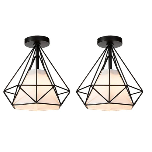 Retro industrial LED ceiling light with metal cage vintage fixture - vue 12 sur 12