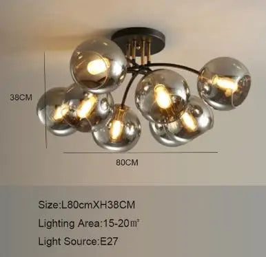 Industrial smoked glass ceiling light for modern décor