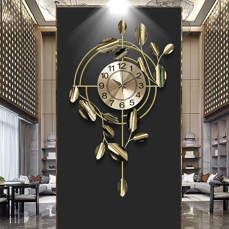 Nordic design luxury silent sweep gold metal wall clock