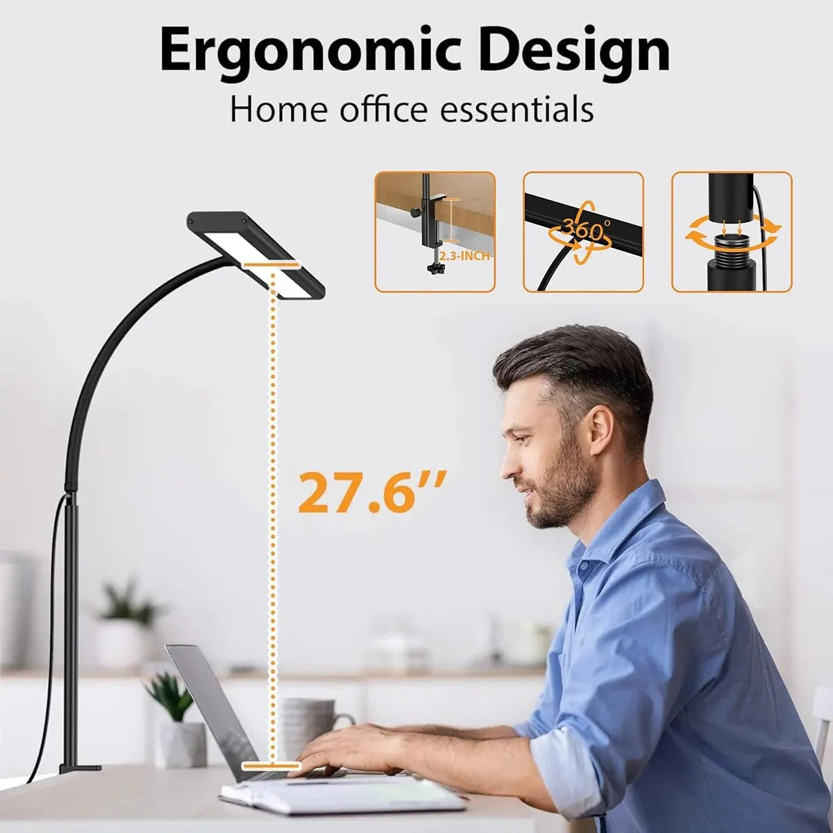 LED desk lamp for home office - vue 3 sur 7