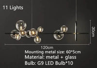 Metal chandelier with glass ball for interior decoration
