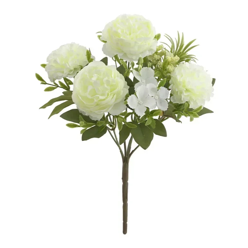 Artificial hydrangea and peony bouquet for home decoration