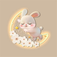 Cartoon strawberry rabbit decorative LED wall lamp for girls' bedroom