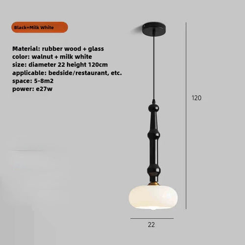 Rubber wood and glass pendant light for modern interiors - vue 9 sur 10