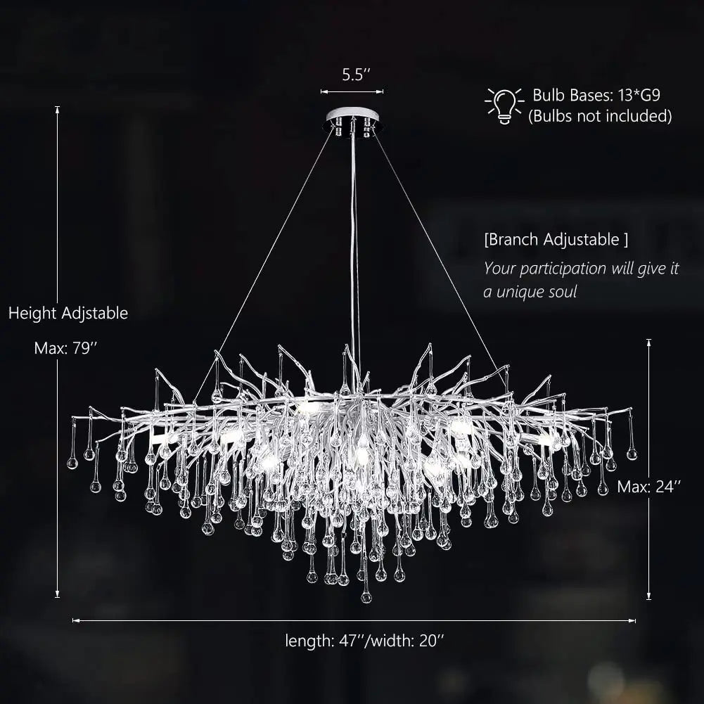 Modern crystal raindrop chandelier with elegant design for decorative interiors