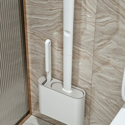 silicone toilet brush set with wall holder for bathroom - vue 3 sur 8