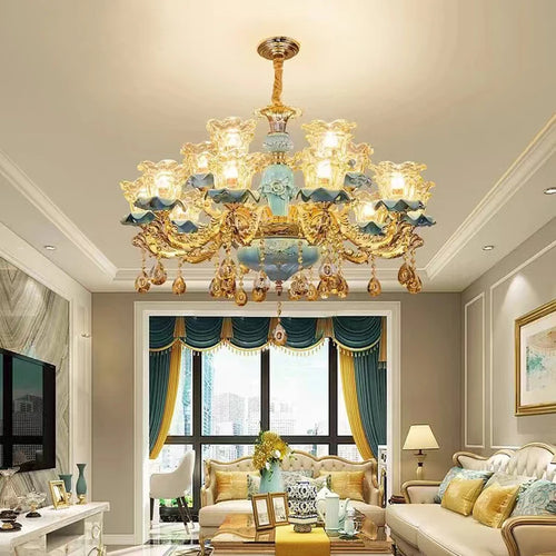 Retro ceramic chandelier in European style for indoor use - vue 4 sur 14