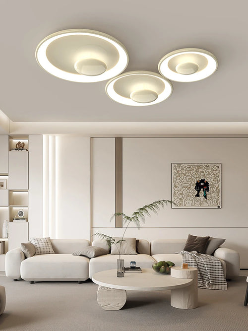Variable cream style round LED ceiling light with remote control - vue 2 sur 9