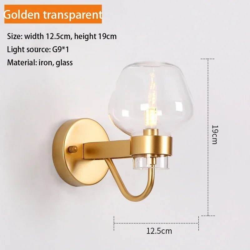 Glass LED wall light for modern interior decoration