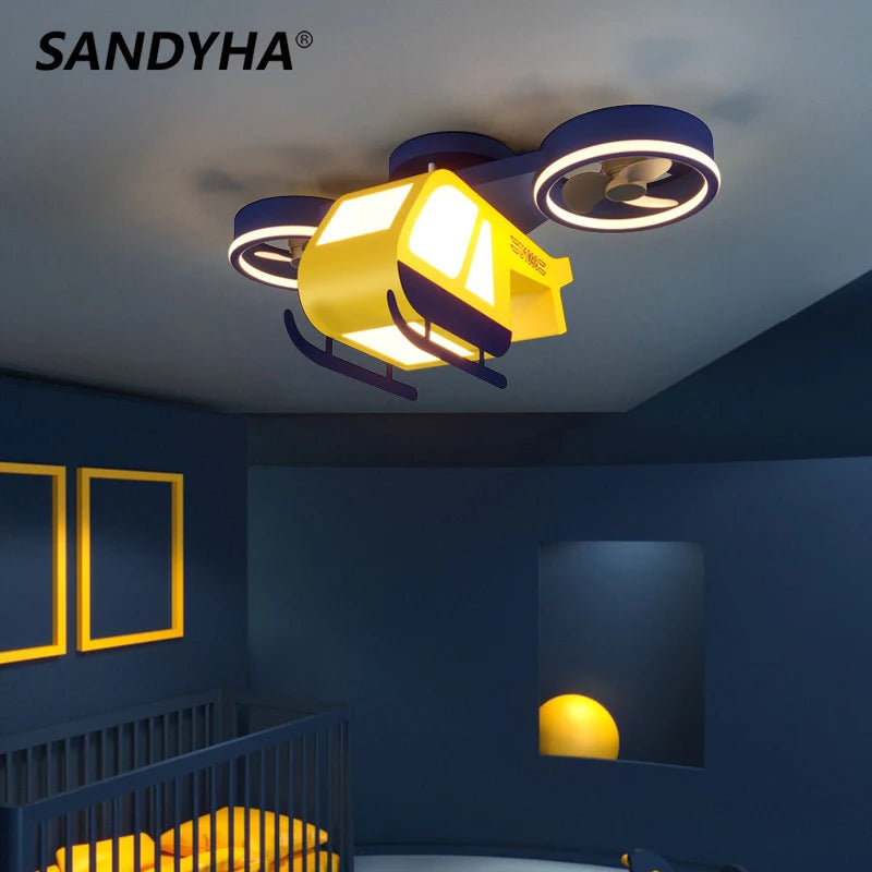 Sandyha acrylic LED cartoon helicopter ceiling lamp for children