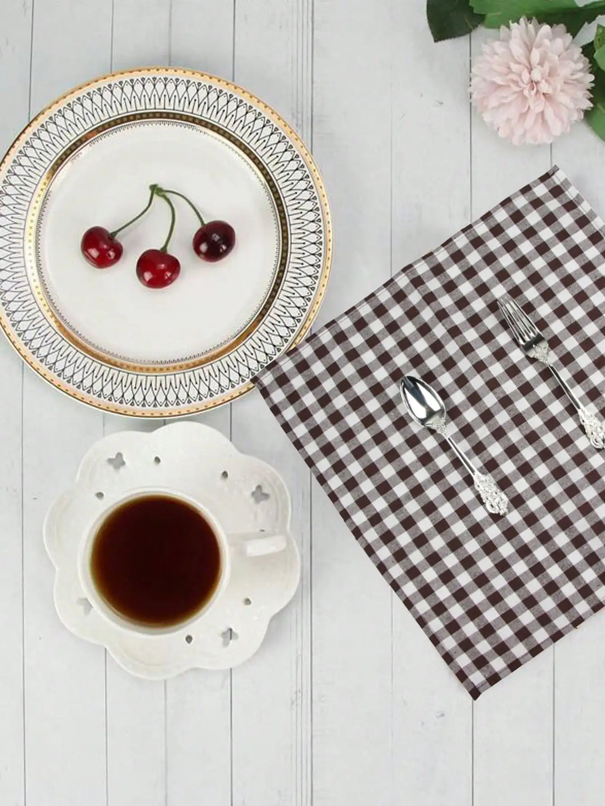 Modern check pattern polyester napkin - vue 6 sur 7