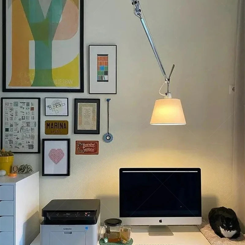 Fabric lampshade chandelier for restaurant, office, bar and public spaces - vue 3 sur 7