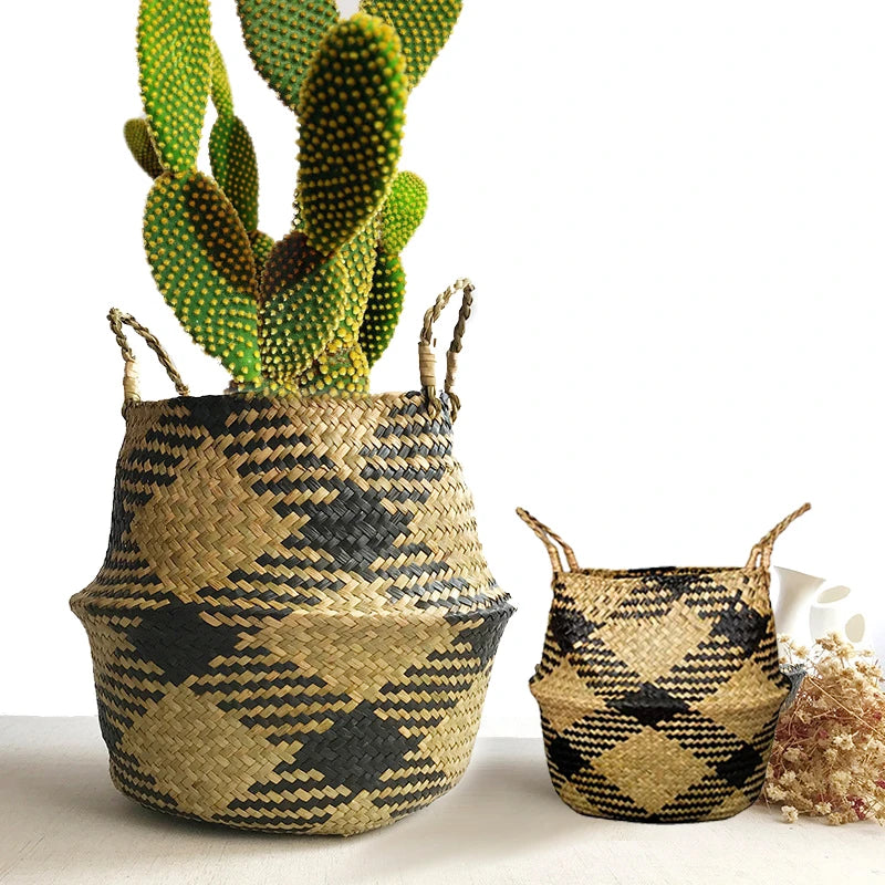 Foldable bamboo storage baskets for decoration and garden