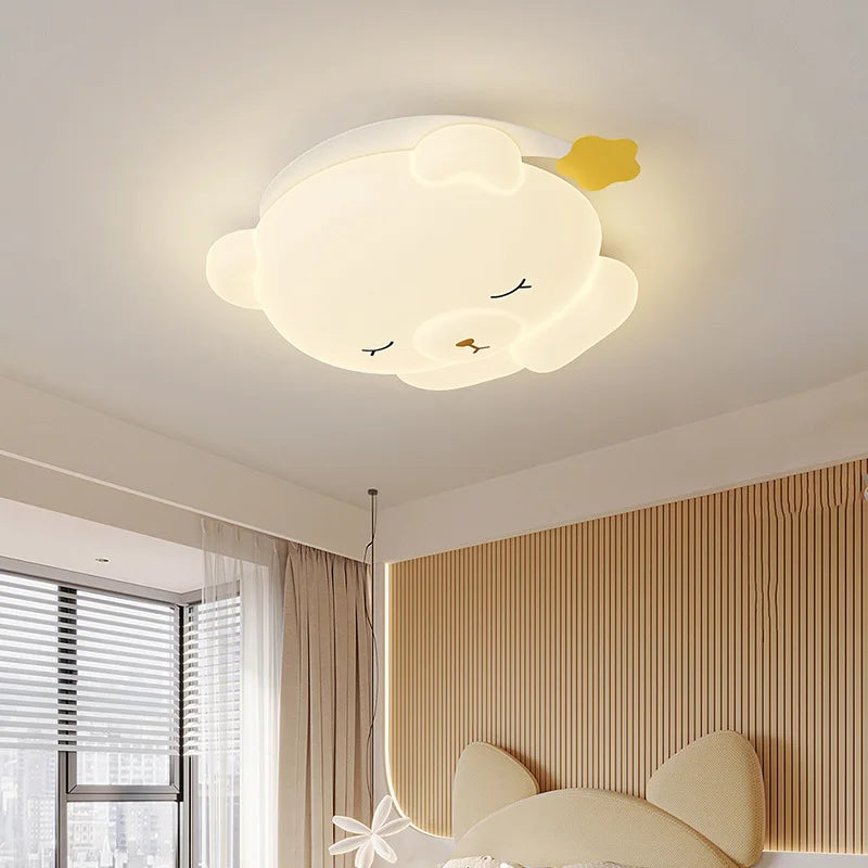 Cute nightcap bear children's ceiling light for bedroom, romantic warm nursery cartoon decor - vue 3 sur 9