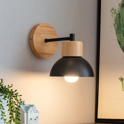 Modern bird wall light in wood and iron - vue 10 sur 14