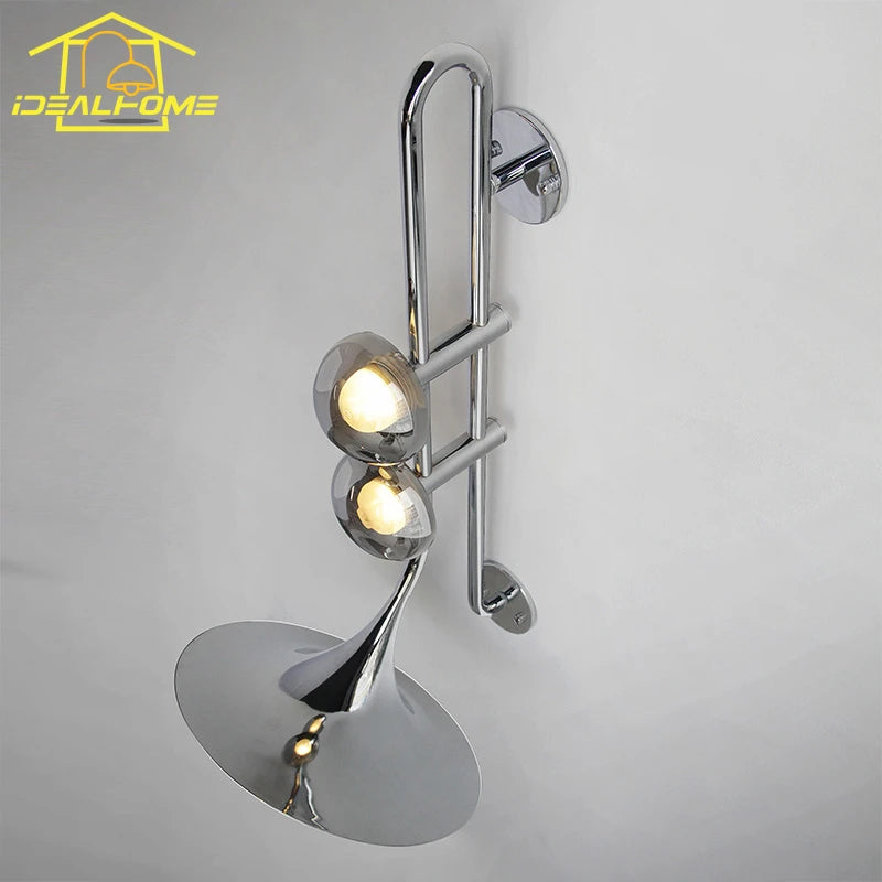 Romantic industrial saxophone LED wall light for restaurant