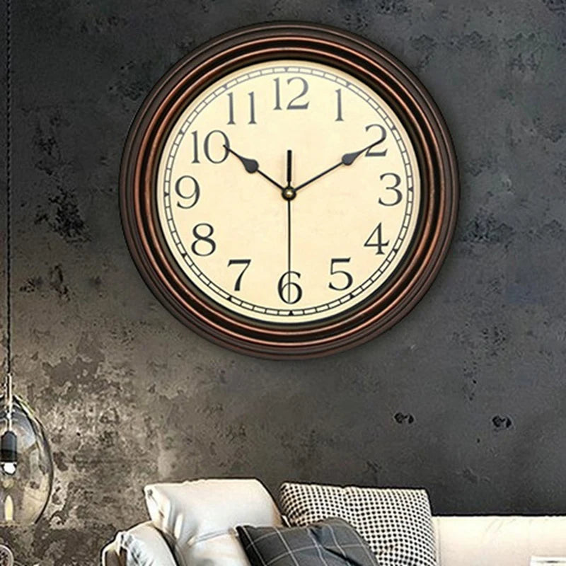 12 Inch Silent Retro Wall Clock Quartz Decorative Table Dial Battery Non-Ticking Digital Clocks for Bedroom,Black - vue 5 sur 7