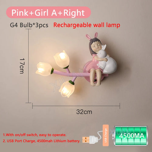 Rechargeable resin wall light for children's bedroom decorative - vue 11 sur 22