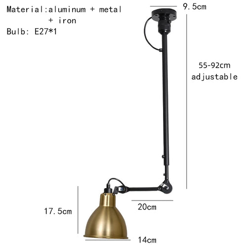 Retro American style chandelier with adjustable lampshade for reading light - vue 18 sur 21