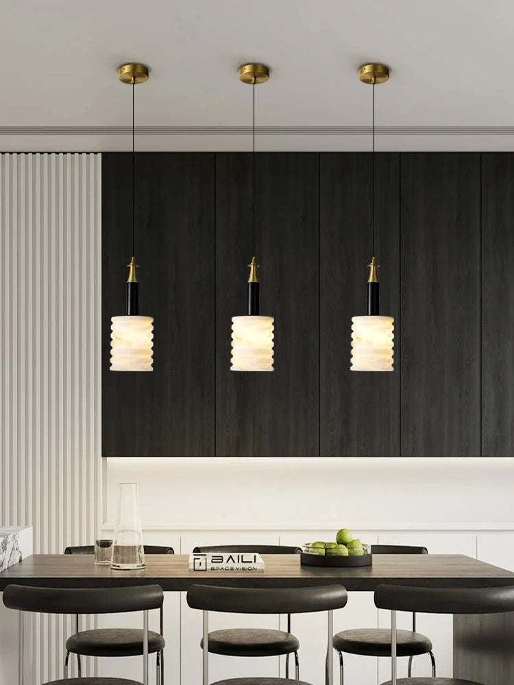 Modern pendant light in natural stone for minimalist lighting