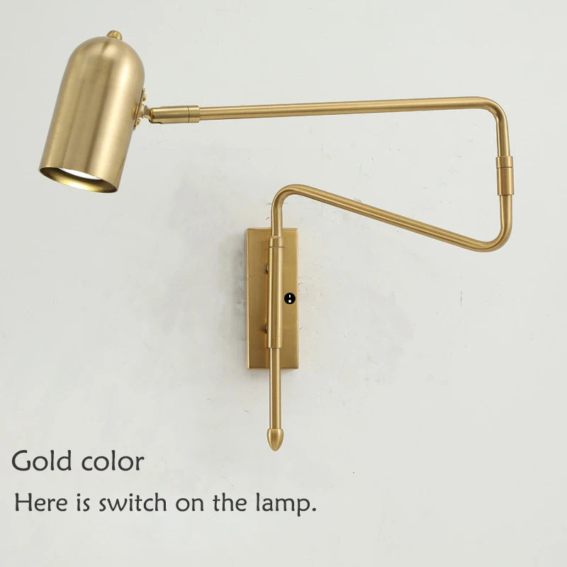 Industrial style adjustable wall light in black and gold - vue 10 sur 11