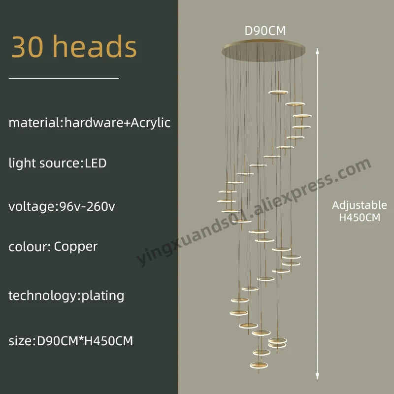 Nordic creative gold acrylic LED pendant light