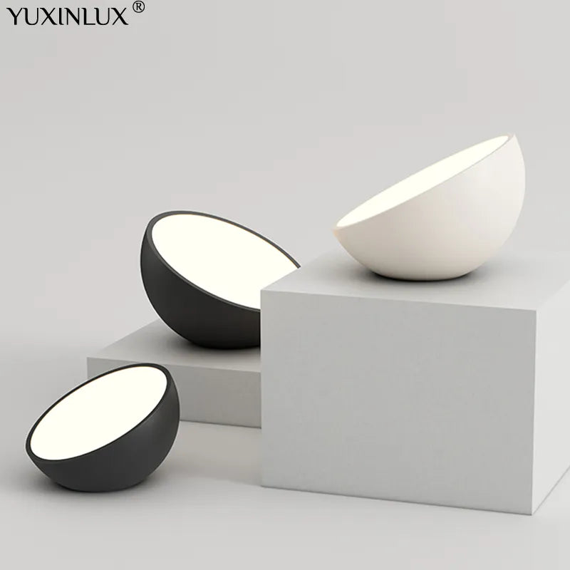 Creative LED ceiling lights in white and black acrylic