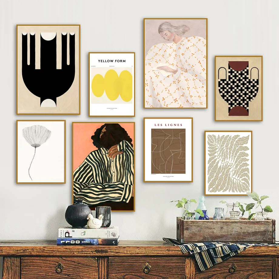 girl skirt ginkgo biloba wall art canvas modern decoration