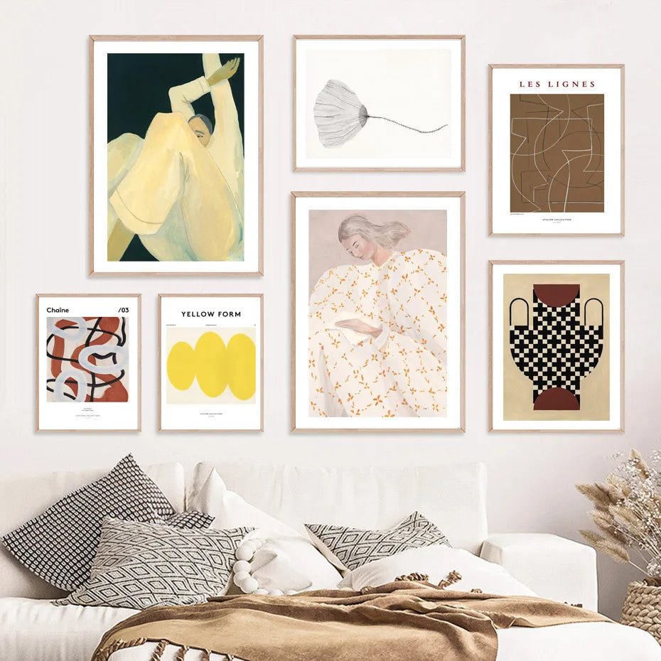 girl skirt ginkgo biloba wall art decorative canvas - vue 4 sur 7