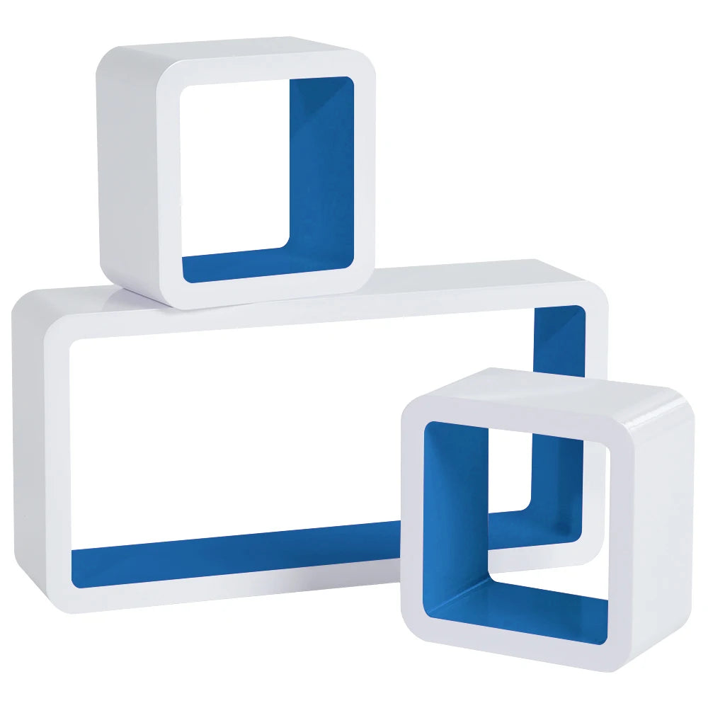 set of 3 floating cube shelves for storage and interior decoration