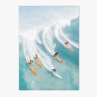 Sunrise beach and waves poster