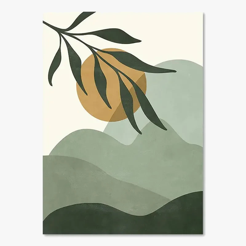 Boho abstract wall art posters sun moon geometric decorative