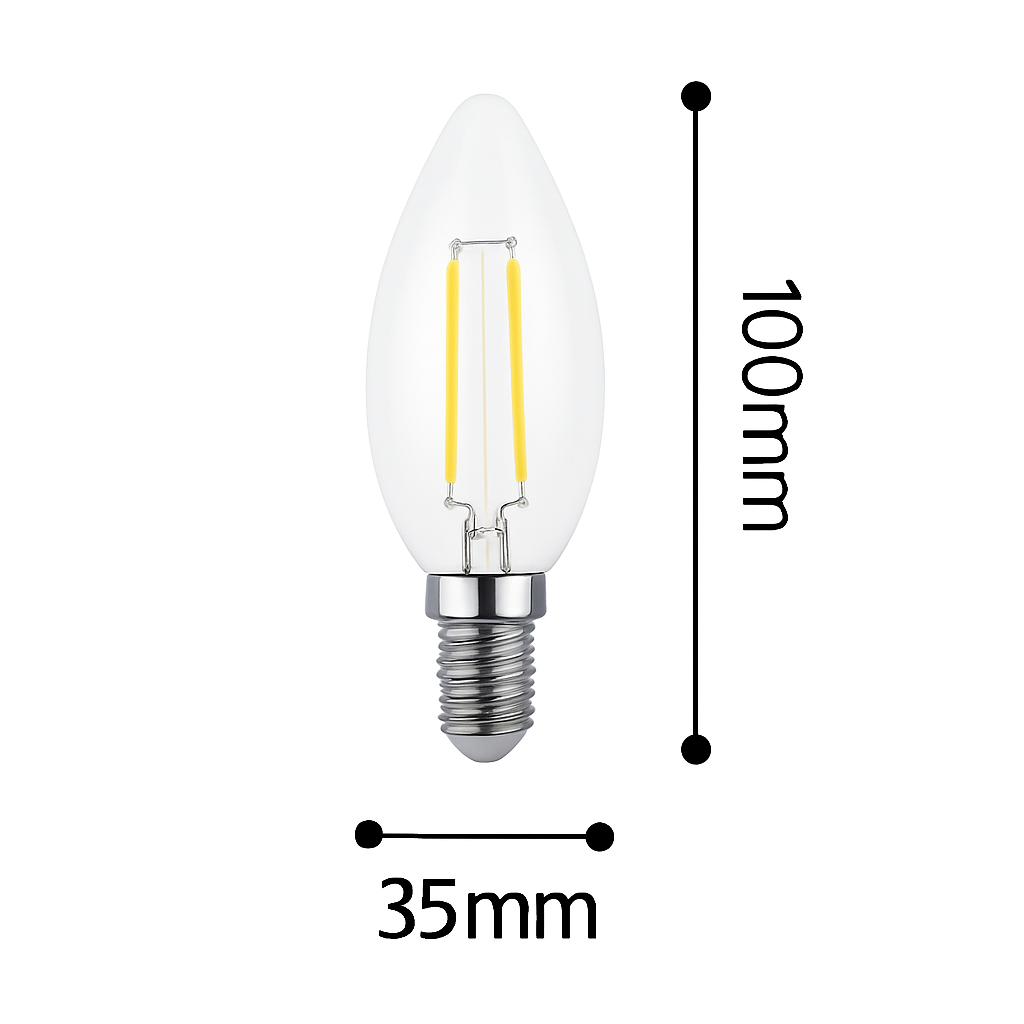 Edison filament incandescent E14 oval LED bulb
