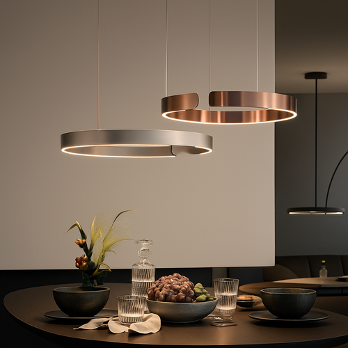Nordic ring LED pendant light, dimmable chandelier for dining room, living room, kitchen, home décor - vue 2 sur 30