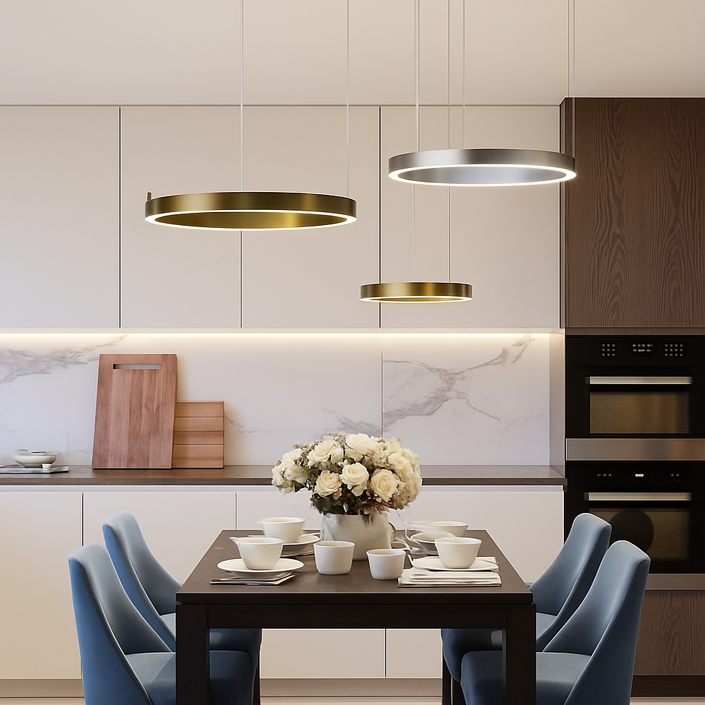 Nordic ring LED pendant light, dimmable chandelier for dining room, living room, kitchen, home décor